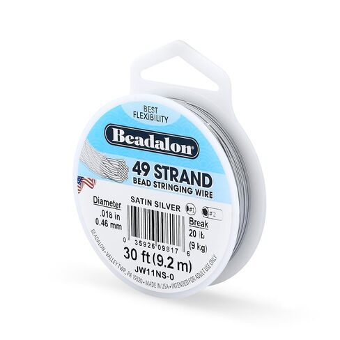 سلك خرز من Beadalon 49 ستراند من الفولاذ المقاوم للصدأ، 018 بوصة / 0.46 مم، ذهبي ساتان، 30 قدم / 9.2 م in Kuwait