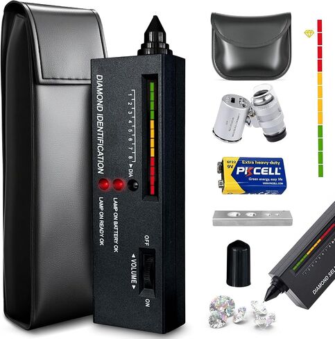 Diamond Tester Pen - Jewelry Diamond Tester with 60X Mini LED Magnifying Diamond Selector for Novice and Expert（Black） in Saudi Arabia