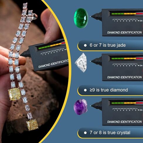 Diamond Tester Pen - Jewelry Diamond Tester with 60X Mini LED Magnifying Diamond Selector for Novice and Expert（Black） in Saudi Arabia