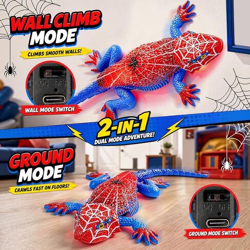 Wall Climbing Gecko Spider Style, Rechargeable RC Robot Toy for Kids in Kuwait