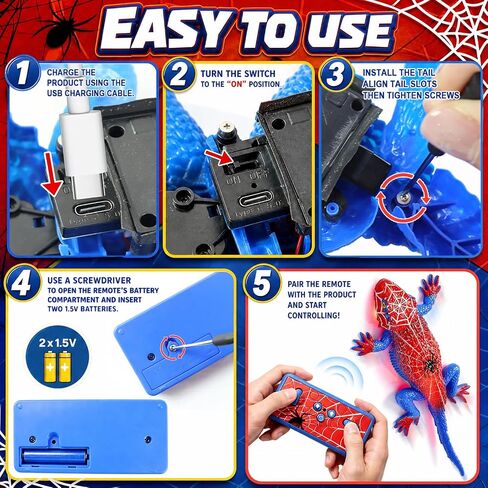 Wall Climbing Gecko Spider Style, Rechargeable RC Robot Toy for Kids in Kuwait