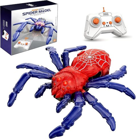 Wall Crawler Gecko Rechargeable Remote Control Robot Wall Ceiling Climbing Toys with 360° Rotation,Funny Pranks Birthday Gifts for Kids Boys and Girls Age 4&Up (Red Blue Spider) in Saudi Arabia