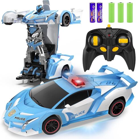 FDJ Remote Control Car - 2 in 1 Transform Car Robot, One Button Deformation to Robot with Flashing Lights, 1:18 Scale Transforming Car, 360 Degree Rotating Drifting Toys for 5+ Year Old Boys in Saudi Arabia