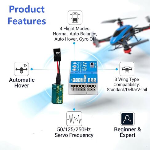 Flight Controller Stabilizer, RC Flight Controller, F50A 3-Axle Gyro A3 V2 Flight Controller Stabilizer System for RC Fixed-Wing Airplane, RC Model Vehicle Parts & Accs Suitable for Beginners in Saudi Arabia