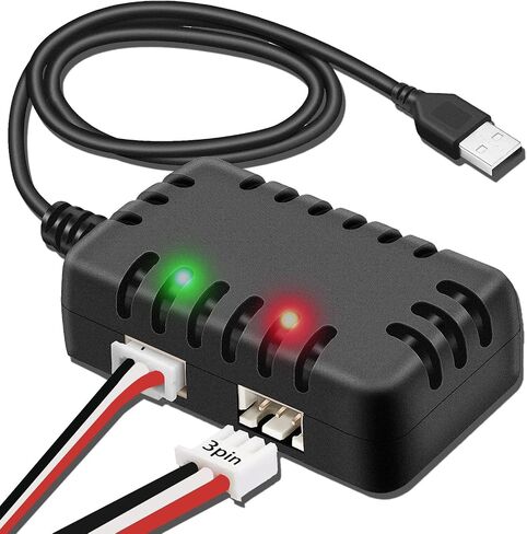7.4V Lipo Battery Charger - RC Car Balance Chargers USB Cable 2-in-1 with XH-3P Plug 1A for 2S Batteries RC Cars Drone Boat Airplane Truck Quadcopter Airsoft SCX24 SCX10 in Saudi Arabia
