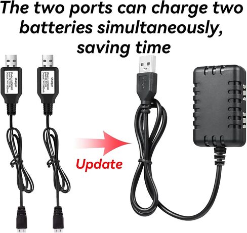 7.4V Lipo Battery Charger - RC Car Balance Chargers USB Cable 2-in-1 with XH-3P Plug 1A for 2S Batteries RC Cars Drone Boat Airplane Truck Quadcopter Airsoft SCX24 SCX10 in Saudi Arabia