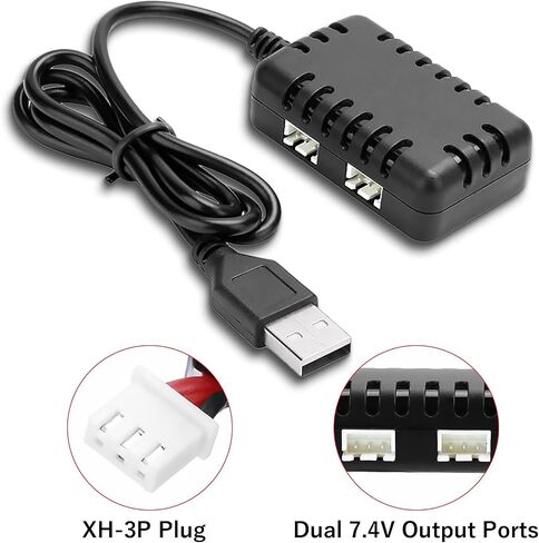 7.4V Lipo Battery Charger - RC Car Balance Chargers USB Cable 2-in-1 with XH-3P Plug 1A for 2S Batteries RC Cars Drone Boat Airplane Truck Quadcopter Airsoft SCX24 SCX10 in Saudi Arabia