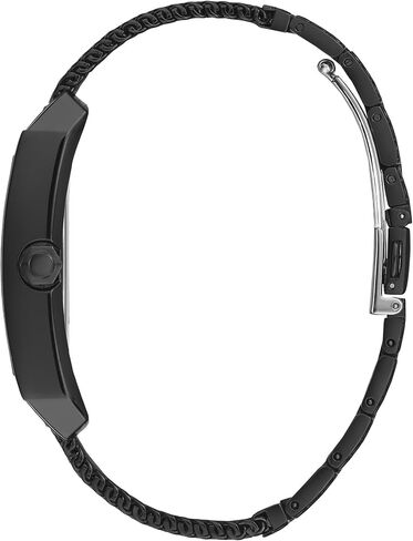 GUESS Mesh Black Ionic Plated Rectangular Genuine Diamond Watch. Color: Black (Model: U0298G1) in Kuwait