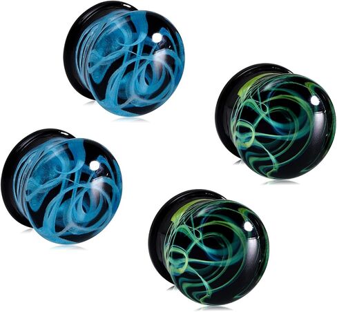 Qmcandy 6pcs Glass Jellyfish Ear Plugs Stretching Piercing Tunnels for Ear Gauges 0g-5/8 inch in Kuwait