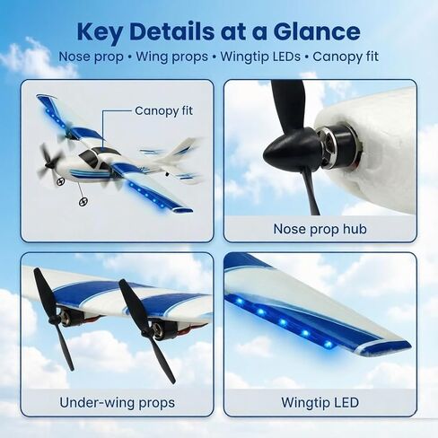 Harrisville Designs RC Airplane,RC Plane, 2.4GHz 2 Channels RTF RC Aircraft with 3-Axis Gyro for Beginner Easy to Speedy Fly Glider Toys with 2 Extra Batteries [ 3 Batteries ] in Kuwait