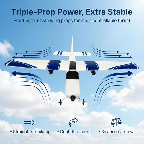 Harrisville Designs RC Airplane,RC Plane, 2.4GHz 2 Channels RTF RC Aircraft with 3-Axis Gyro for Beginner Easy to Speedy Fly Glider Toys with 2 Extra Batteries [ 3 Batteries ] in Kuwait