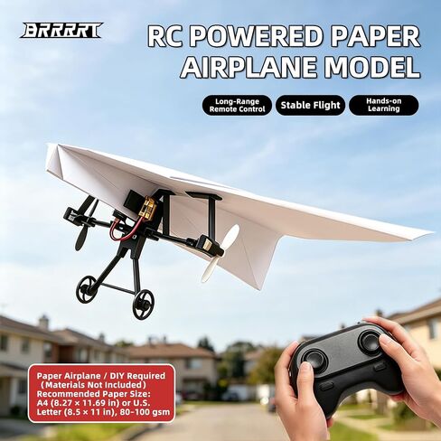 BRRRRT RC Paper Airplane Kit, DIY Remote Control Airplane with Gyro Stabilizer, Dual Propellers, Lightweight Foldable Easy to Fly for Hobbyists & Beginners in Saudi Arabia