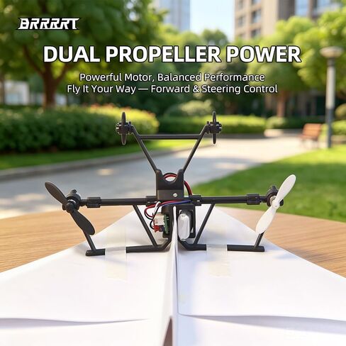 BRRRRT RC Paper Airplane Kit, DIY Remote Control Airplane with Gyro Stabilizer, Dual Propellers, Lightweight Foldable Easy to Fly for Hobbyists & Beginners in Saudi Arabia