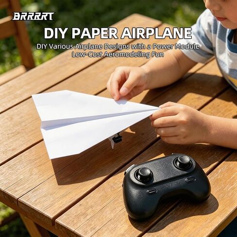 BRRRRT RC Paper Airplane Kit, DIY Remote Control Airplane with Gyro Stabilizer, Dual Propellers, Lightweight Foldable Easy to Fly for Hobbyists & Beginners in Saudi Arabia