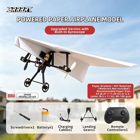 BRRRRT RC Paper Airplane Kit, DIY Remote Control Airplane with Gyro Stabilizer, Dual Propellers, Lightweight Foldable Easy to Fly for Hobbyists & Beginners in Saudi Arabia