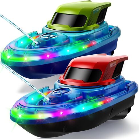 SYMA 2 Pack RC Boats for Kids, LED Lights, Water Spray, 40 Min Playtime in Kuwait