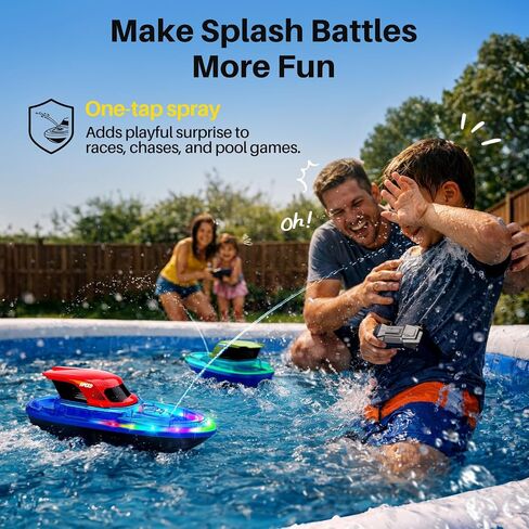 SYMA 2 Pack RC Boats for Kids, LED Lights, Water Spray, 40 Min Playtime in Kuwait