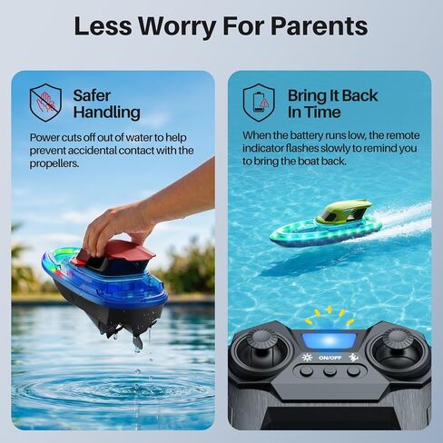 SYMA 2 Pack RC Boats for Kids, LED Lights, Water Spray, 40 Min Playtime in Kuwait