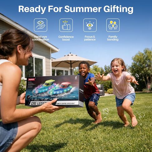 SYMA 2 Pack RC Boats for Kids, LED Lights, Water Spray, 40 Min Playtime in Kuwait