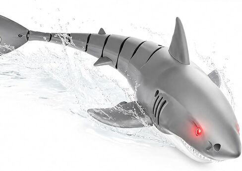 Remote Control Shark Toys for Kids, 1:18 Scale High Simulation Shark for Pool, 2.4Ghz Electric RC Shark Boat Fish Toys with Light & USB Rechargeable, Pool Toys Gift for Boys Girls 6 7 8 9 Year Olds in Kuwait
