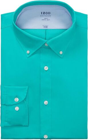 IZOD Men's Dress Shirt Slim Fit Stretch Fx Cooling Collar Solid in Kuwait