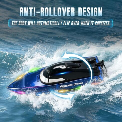 Remote Control Boat with 1800mAh Battery, Clear RC Boat with 10 LED Lights in Kuwait