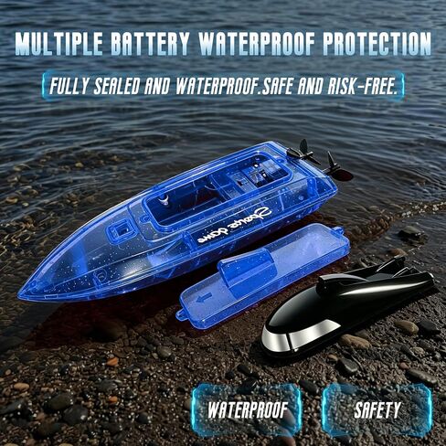 Remote Control Boat with 1800mAh Battery, Clear RC Boat with 10 LED Lights in Kuwait