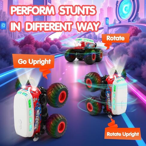 DYODYORC Remote Control Car, 2.4Ghz RC Monster Truck Toys, All Terrain RC Truck with Spray, Music, 3 Lighting Effects, 360 Stunt Capable, All Included Ready to Run, Toy Gifts for Boys and Girl (Red) in Saudi Arabia