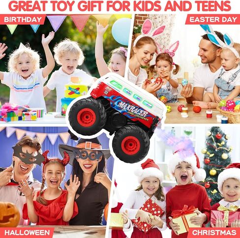 DYODYORC Remote Control Car, 2.4Ghz RC Monster Truck Toys, All Terrain RC Truck with Spray, Music, 3 Lighting Effects, 360 Stunt Capable, All Included Ready to Run, Toy Gifts for Boys and Girl (Red) in Saudi Arabia