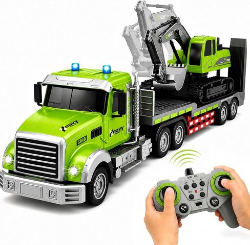 2-in-1 1:12 RC Semi Truck & Excavator Toy with Lights & Sounds in Kuwait