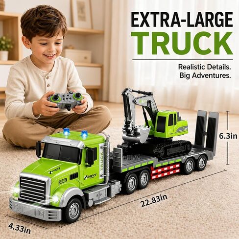 2-in-1 1:12 RC Semi Truck & Excavator Toy with Lights & Sounds in Kuwait