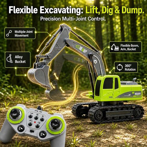 2-in-1 1:12 RC Semi Truck & Excavator Toy with Lights & Sounds in Kuwait