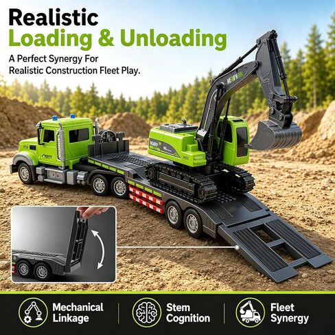 2-in-1 1:12 RC Semi Truck & Excavator Toy with Lights & Sounds in Kuwait