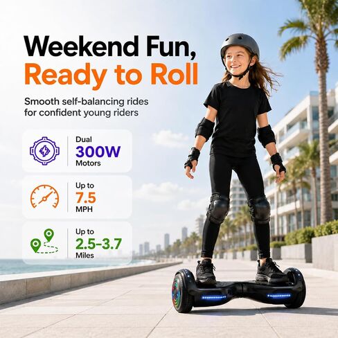 Hoverstar Hoverboard for Kids 7-12, Bluetooth & LED Lights, 2026 Upgraded in Kuwait