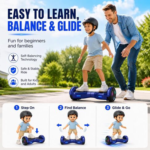 HOVERSTAR Hoverboards for a 7-12 Year Old, Bluetooth LED 2026 Upgraded in Kuwait