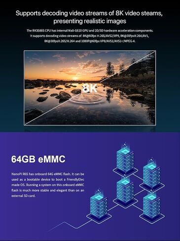 Nanopi R6S Mini WiFi Router OpenWRT with Three Gbps Ethernet Ports LPDDR4X 8GB RAM Based in 6Tops NPU RK3588S Soc for IOT NAS Smart Home Gateway Support Linux Ubuntu Android (with CNC Metal Case) in Kuwait