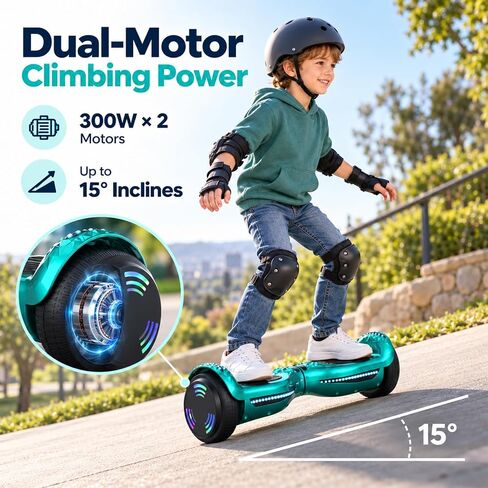 HOVERSTAR Kids Hoverboard, Bluetooth Speaker, LED Lights 2026 Upgraded in Kuwait