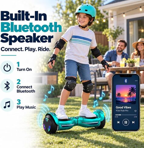 HOVERSTAR Kids Hoverboard, Bluetooth Speaker, LED Lights 2026 Upgraded in Kuwait