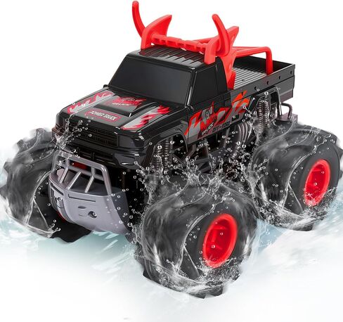 BainGesk Remote Control Monster Truck Toys, 1:16 Amphibious Waterproof RC Car, 2.4GHz 4WD All Terrain Toys with 2 Rechargeable Batteries, Off-Road Truck Gifts for 6 7 8 9 10 11 12 Year Old Boys in Saudi Arabia