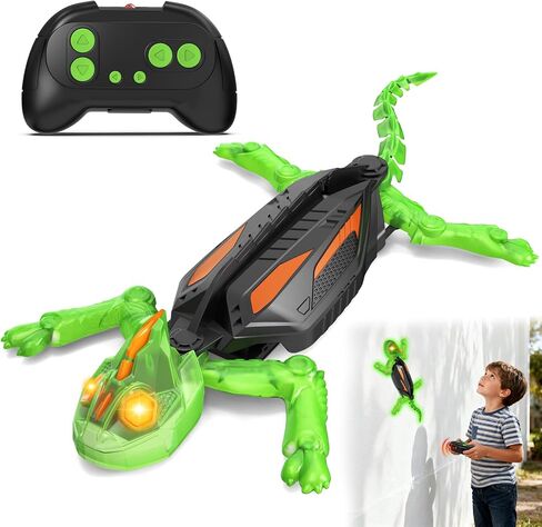 Wall Climbing Gecko, Glow-in-The-Dark Lizard Wall Crawler, Remote Control Lizard with LED Eyes, 360° Rotating Electric Reptile Robot for Floor and Wall, Christmas Birthday Gift for 3-8 Year Old Kids in Saudi Arabia