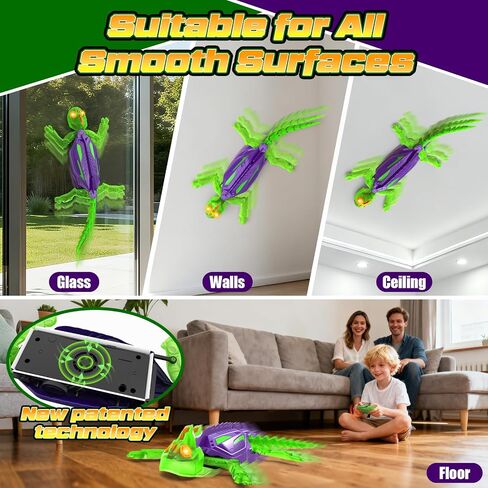 Wall Climbing Gecko, Glow-in-The-Dark Lizard Wall Crawler, Remote Control Lizard with LED Eyes, 360° Rotating Electric Reptile Robot for Floor and Wall, Christmas Birthday Gift for 3-8 Year Old Kids in Saudi Arabia
