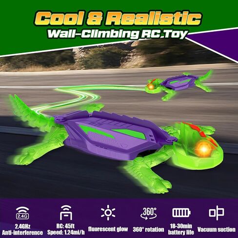 Wall Climbing Gecko, Glow-in-The-Dark Lizard Wall Crawler, Remote Control Lizard with LED Eyes, 360° Rotating Electric Reptile Robot for Floor and Wall, Christmas Birthday Gift for 3-8 Year Old Kids in Saudi Arabia