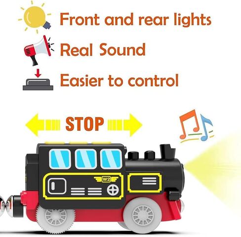 TOPLIVING Battery Operated Locomotive Train for Wooden Track, Remote Control Train with Magnetic Connection, Motorized Trains for Toddlers, Compatible with Thomas, Brio, Chuggington in Kuwait
