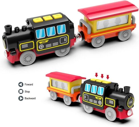 TOPLIVING Battery Operated Locomotive Train for Wooden Track, Remote Control Train with Magnetic Connection, Motorized Trains for Toddlers, Compatible with Thomas, Brio, Chuggington in Kuwait