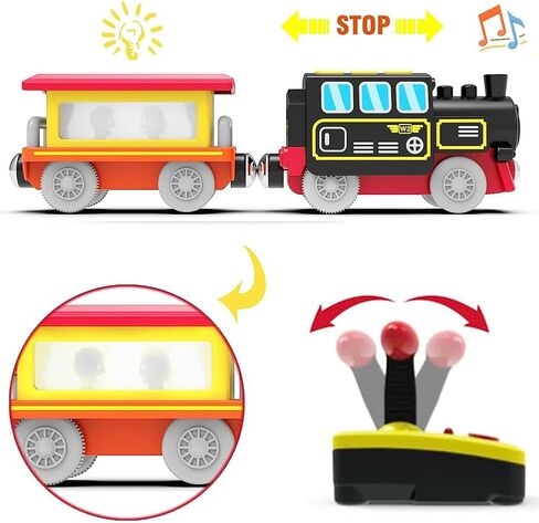 TOPLIVING Battery Operated Locomotive Train for Wooden Track, Remote Control Train with Magnetic Connection, Motorized Trains for Toddlers, Compatible with Thomas, Brio, Chuggington in Kuwait