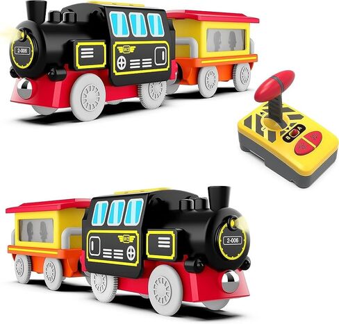 TOPLIVING Battery Operated Locomotive Train for Wooden Track, Remote Control Train with Magnetic Connection, Motorized Trains for Toddlers, Compatible with Thomas, Brio, Chuggington in Kuwait
