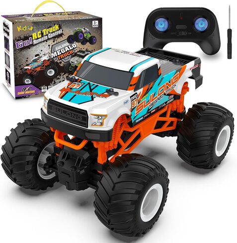 Remote Control Car, 1:16 Scale RC Monster Truck for Boys, 2.4 GHz All Terrain RC Cars for Boys Girls 4-7 8-12, 20 Km/h Off Road RC Truck, Christmas Birthday Gift for Kids and Adult, Orange in Kuwait
