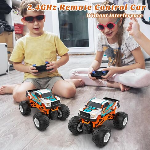 Remote Control Car, 1:16 Scale RC Monster Truck for Boys, 2.4 GHz All Terrain RC Cars for Boys Girls 4-7 8-12, 20 Km/h Off Road RC Truck, Christmas Birthday Gift for Kids and Adult, Orange in Kuwait
