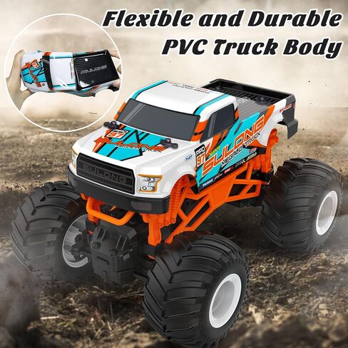 Remote Control Car, 1:16 Scale RC Monster Truck for Boys, 2.4 GHz All Terrain RC Cars for Boys Girls 4-7 8-12, 20 Km/h Off Road RC Truck, Christmas Birthday Gift for Kids and Adult, Orange in Kuwait