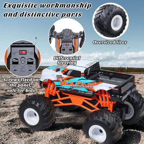 Remote Control Car, 1:16 Scale RC Monster Truck for Boys, 2.4 GHz All Terrain RC Cars for Boys Girls 4-7 8-12, 20 Km/h Off Road RC Truck, Christmas Birthday Gift for Kids and Adult, Orange in Kuwait